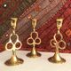 Trio of golden brass candle holder INDIA vintage