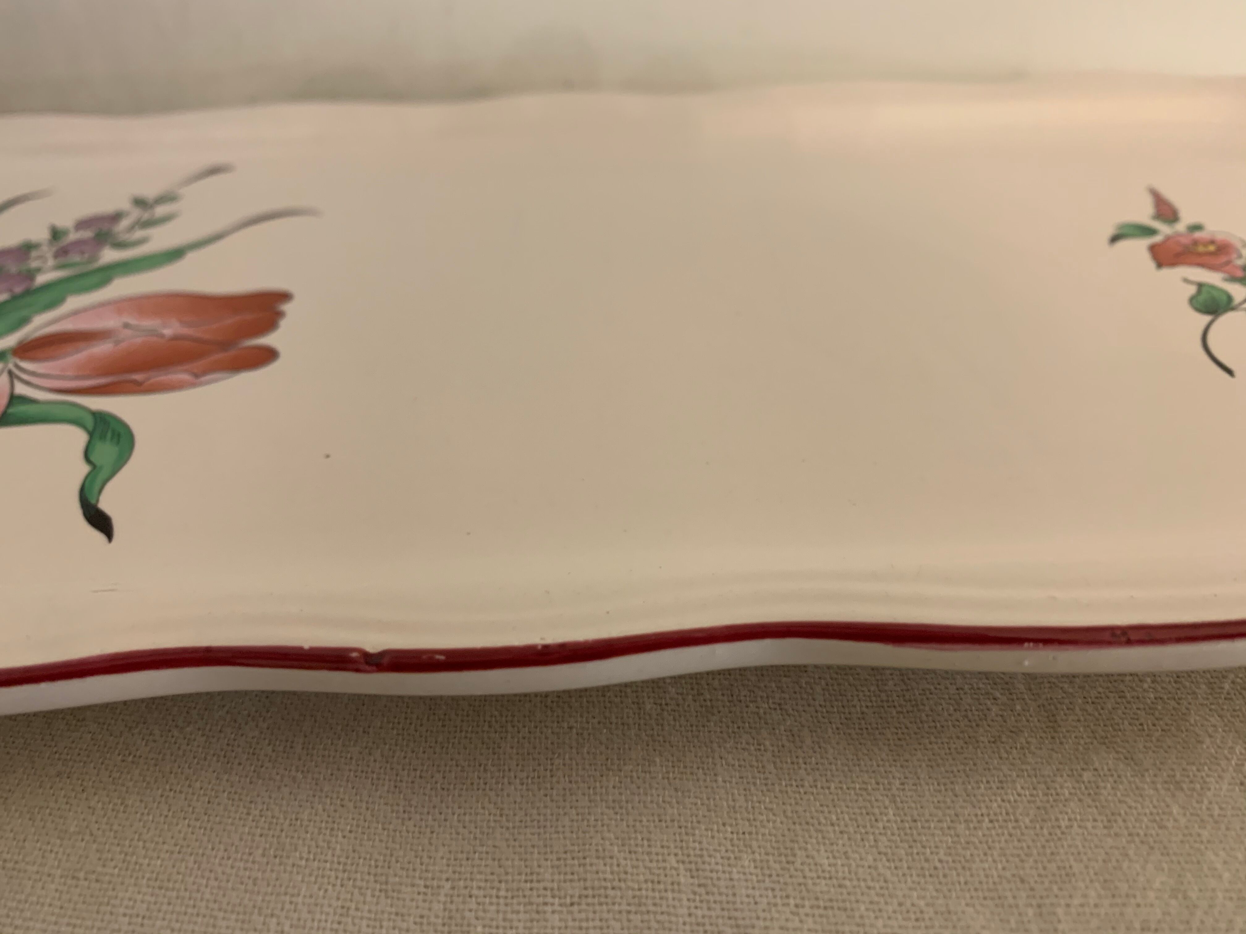 Plat à cake ancien en faïence de Lunéville XIXème siècle