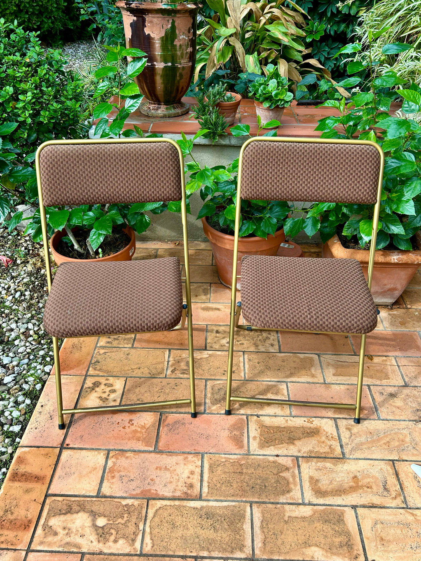 Chaises pliantes Lafuma vintage marrons