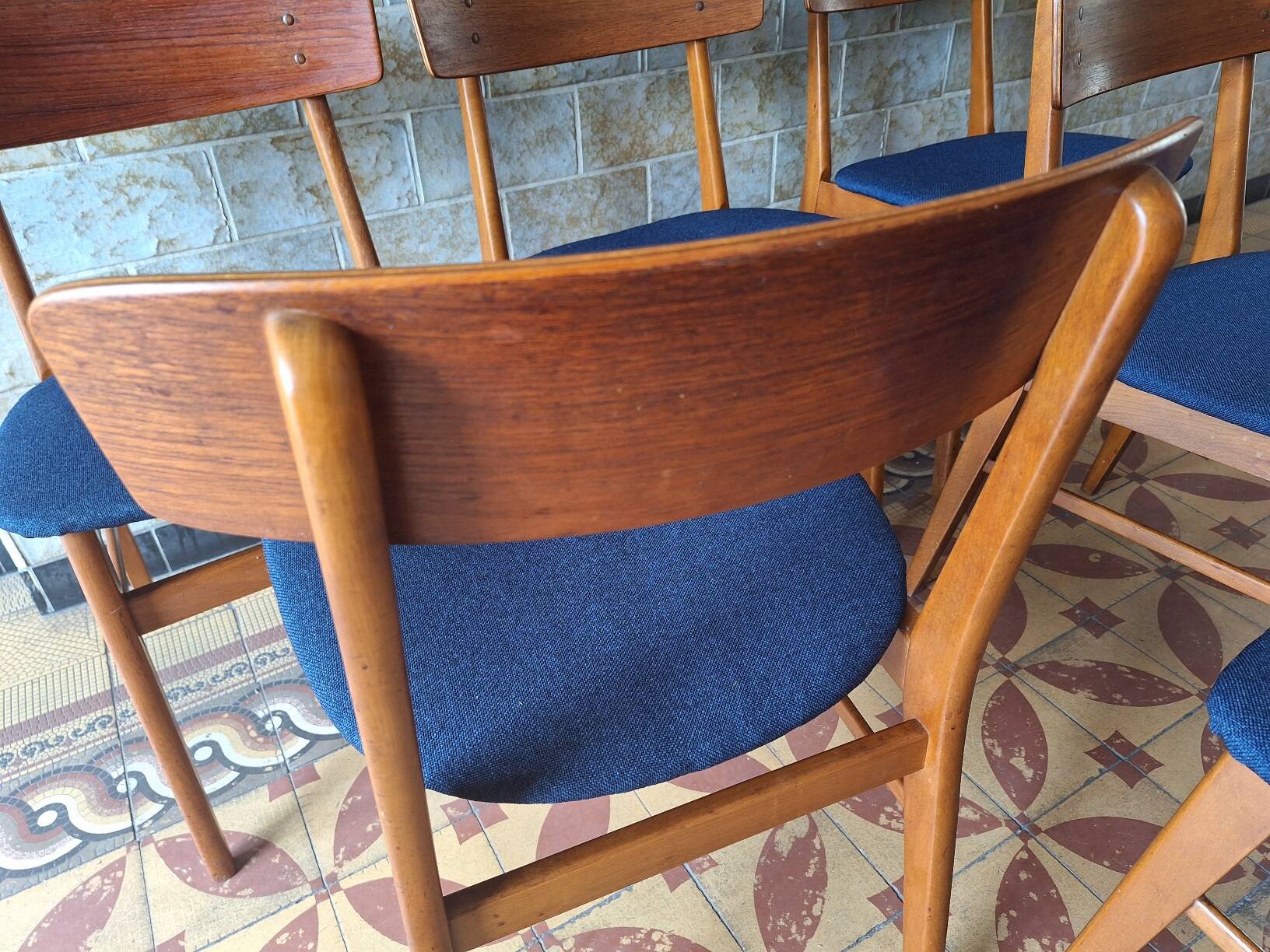 Mid century set of 6 teak dining chairs by Farstrup, Denmark 1960s