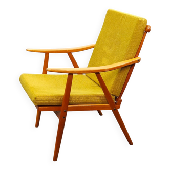 Yellow "Boomerang" armchair by Antonin Suman for TON Bystrice 1960
