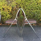 Set de 6 chaises pliantes acier et similicuir 70’s