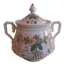 vintage porcelain sugar bowl decorated with embossed flowers