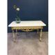 Antique wooden and marble coffee table