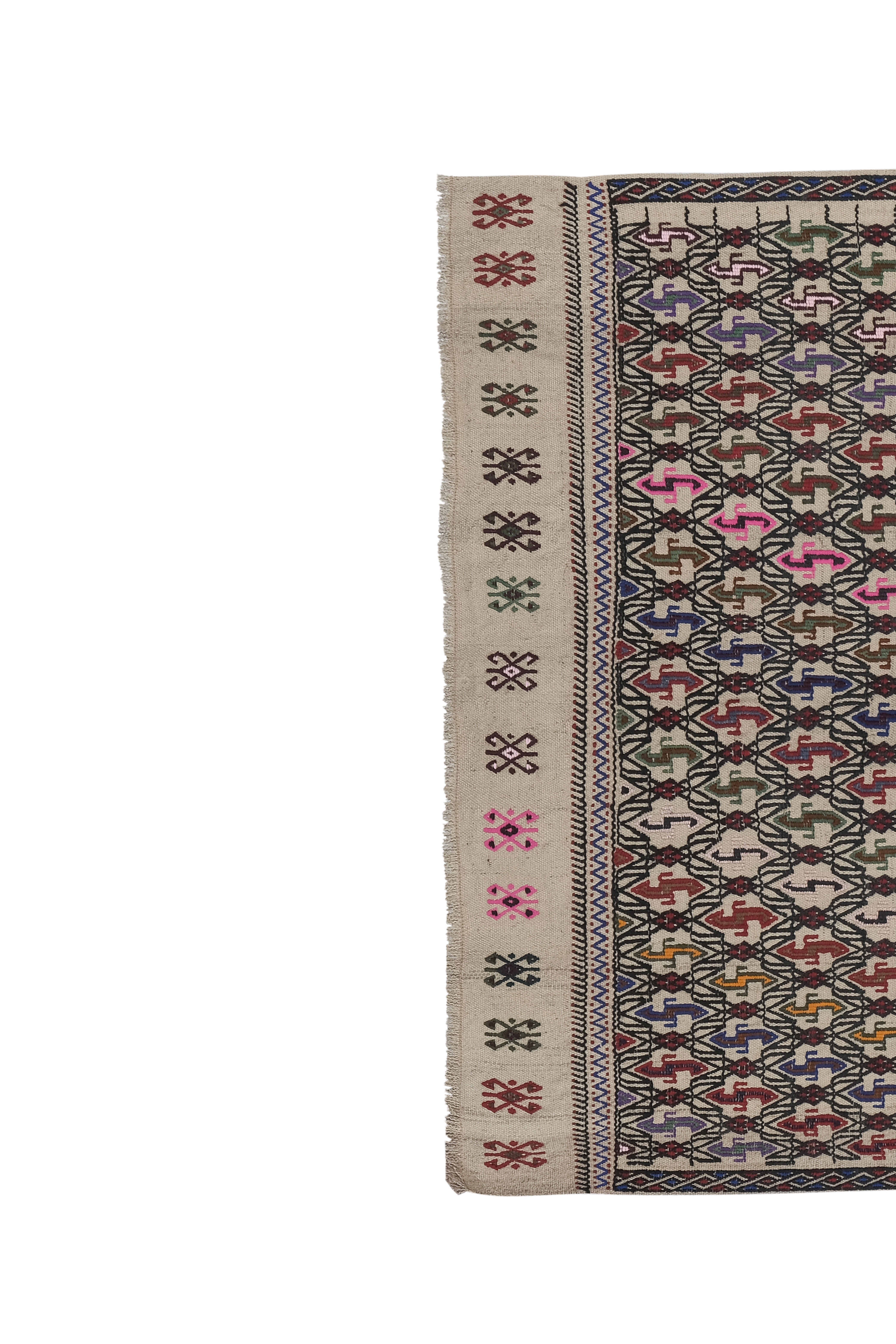 Masterwork Hand-Woven Rug Braided Kilim - Tribal Designer Carpet 3'9" X 5'