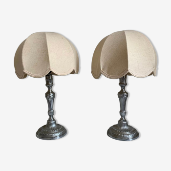 Pair of Lamp, Louis XVI Style, Silver, circa 1950