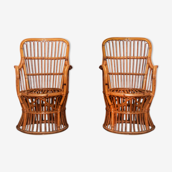 Vintage Rattan Armchairs, 60s