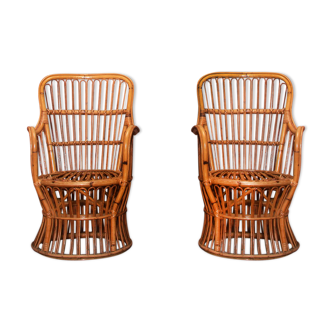 Vintage Rattan Armchairs, 60s