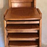 Set of 6 stackable chairs wood feet compass Germany 1960's