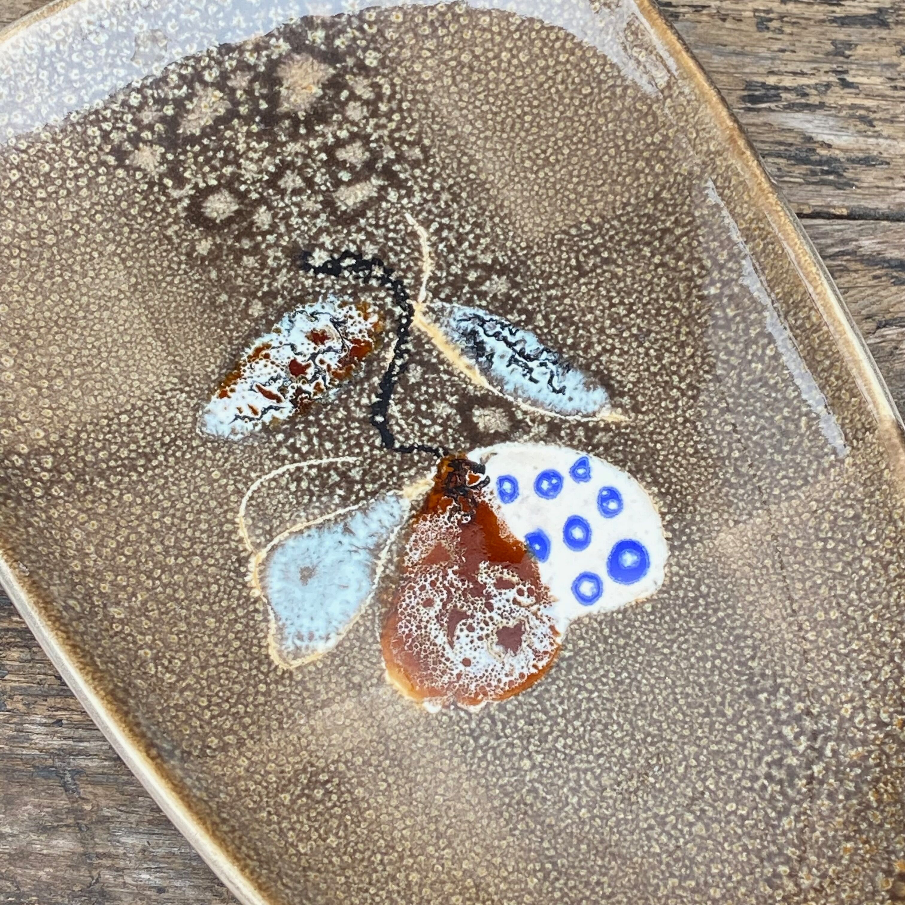 Set of 3  serving dishes-Faiencerie MBFA Pornic-Model Butterfly-70s