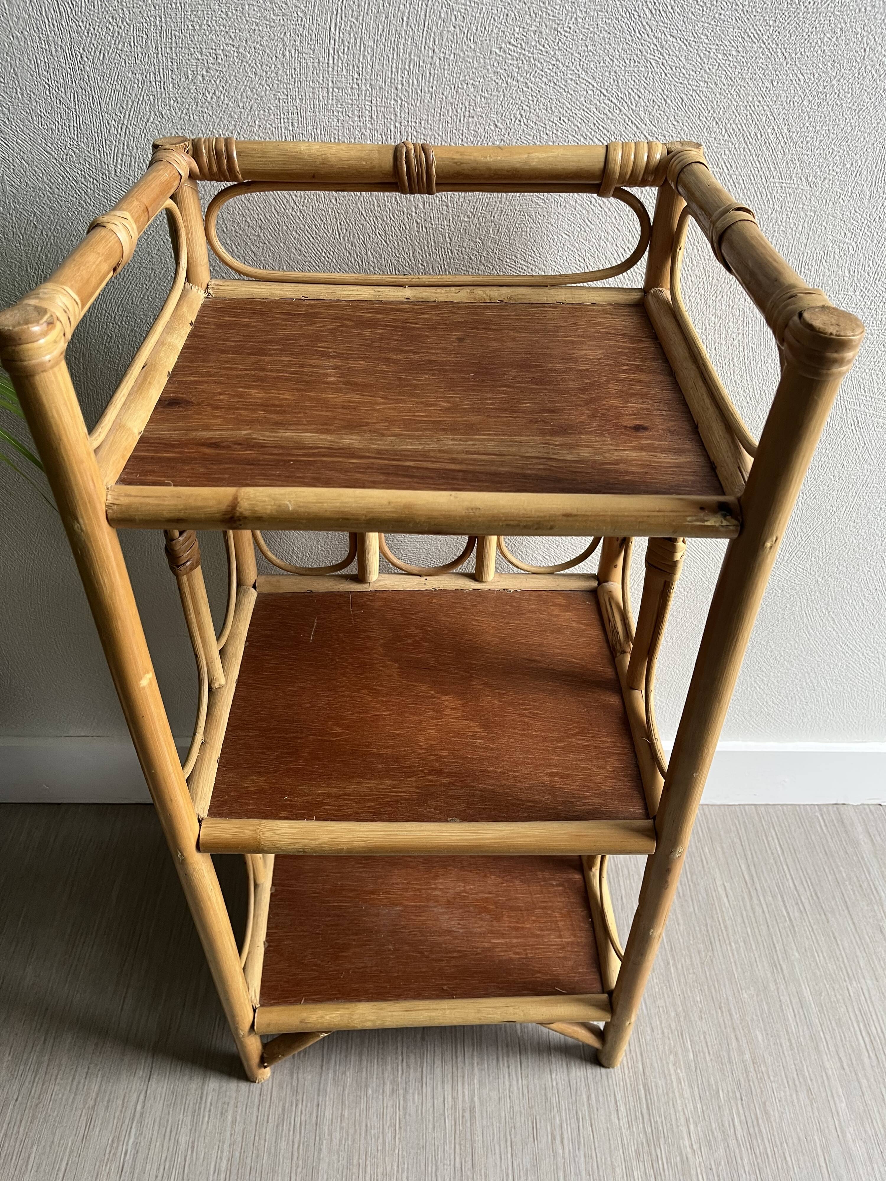 Vintage rattan bedside shelf