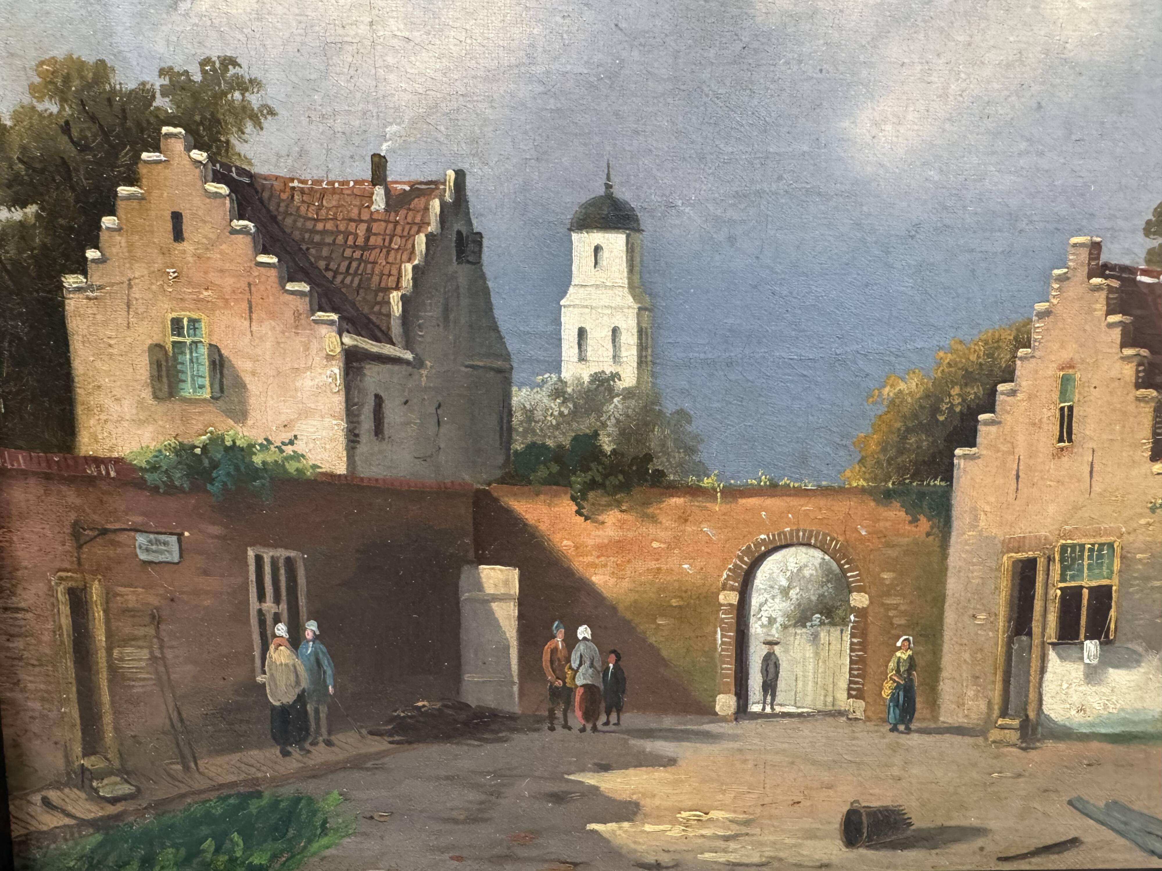 Lively Dutch or Flemish village square