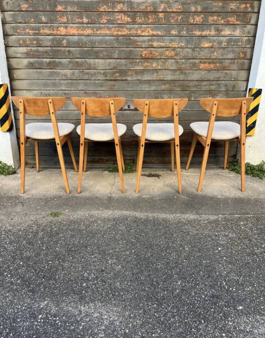 (Lot) 4 chaises Baumann Fontania (restaurées) 1960