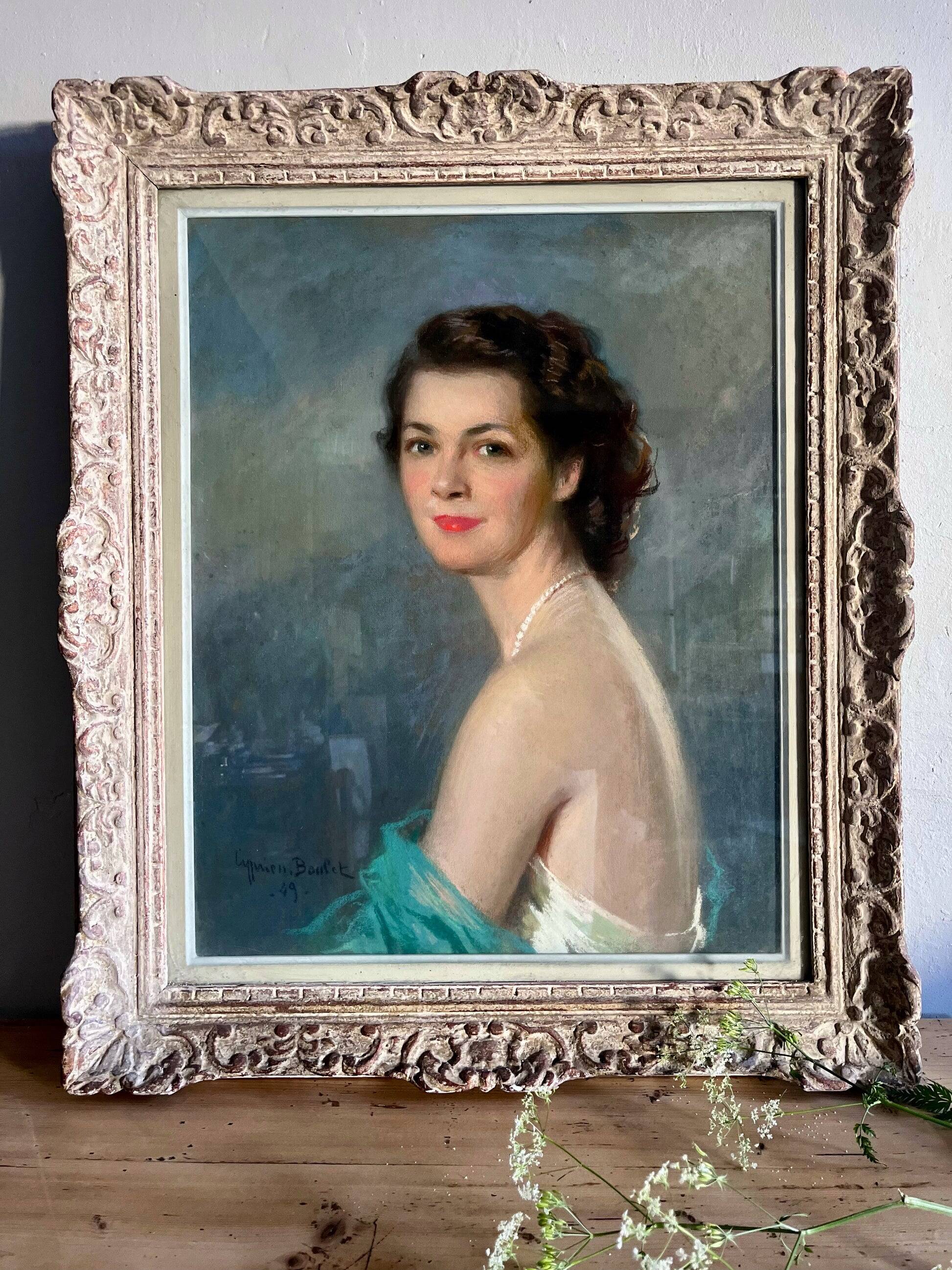 Old portrait of a woman in pastel - Cyprien Boulet