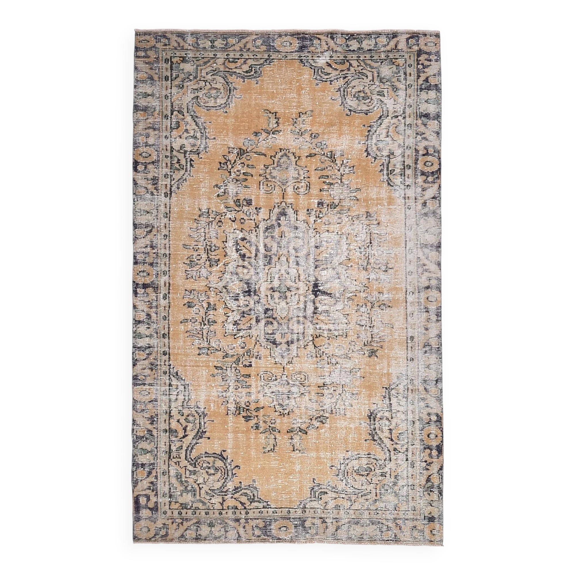 5x9 Peach Orange Handmade Wool Vintage Rug, 172x277Cm SK 240635