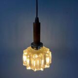 Small mid-century crystal glass pendant lamp