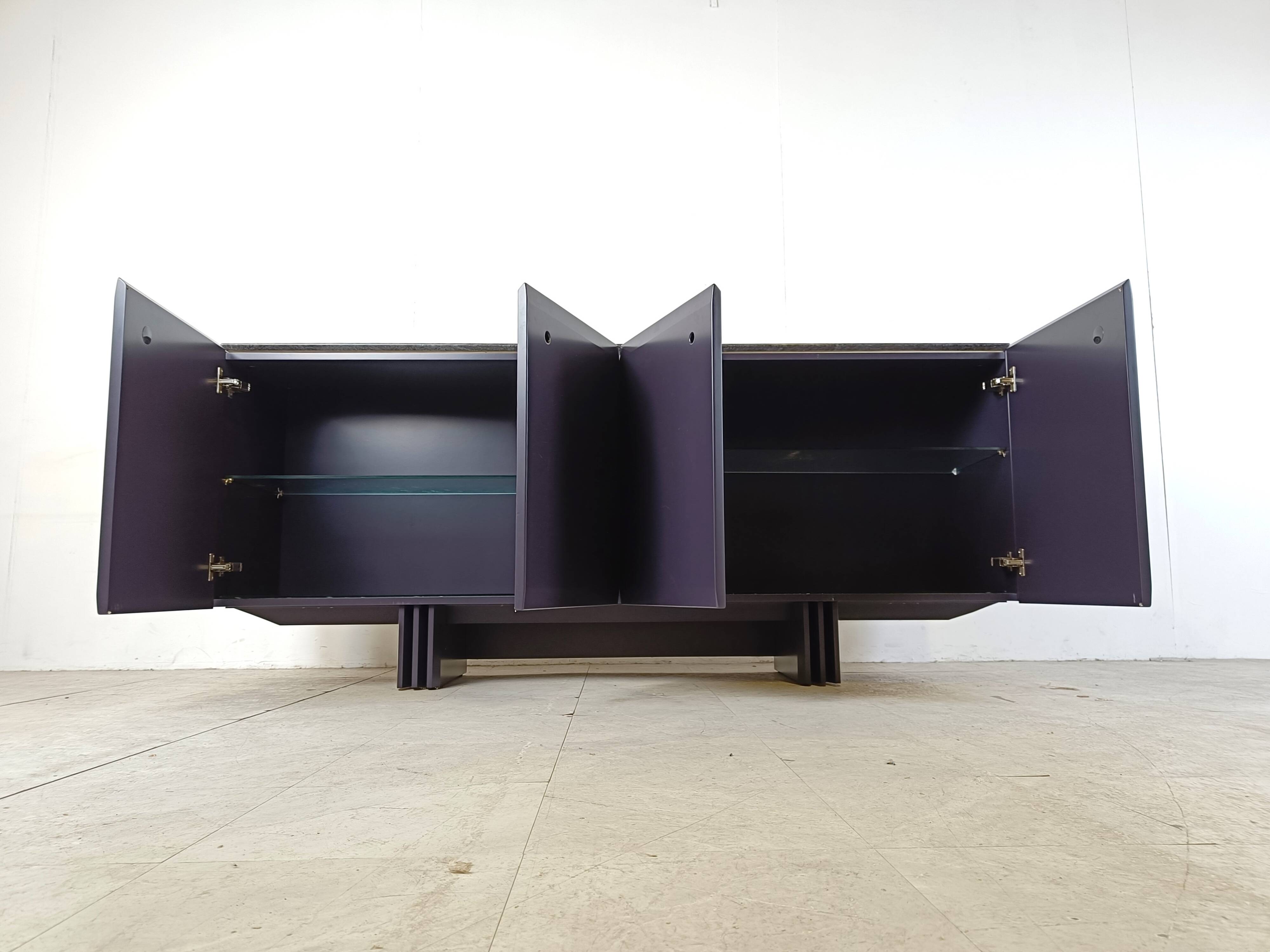 Vintage dark blue sideboard, 1980s