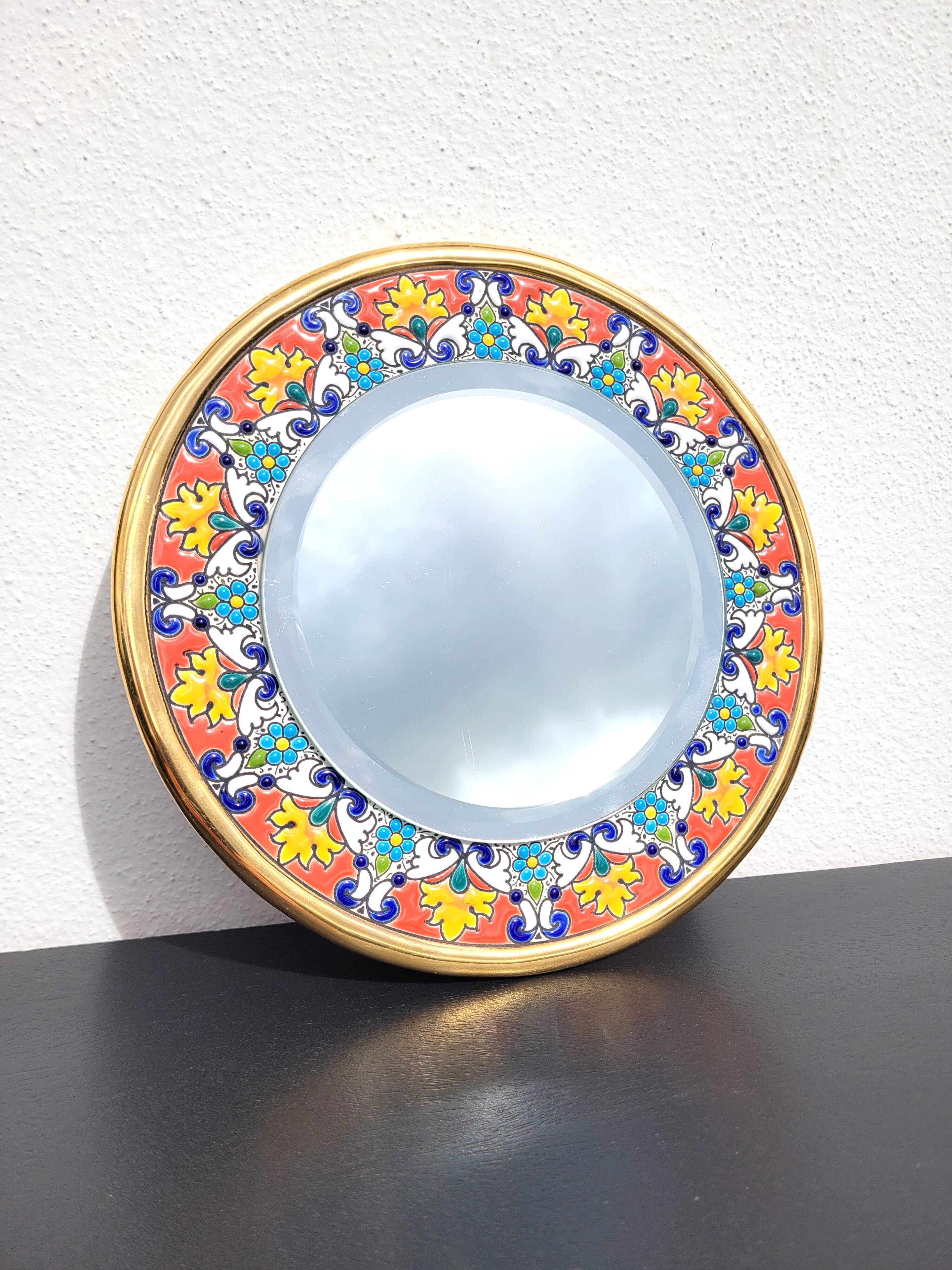Ceramic mirror enamels Spain 22cm