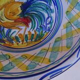 Grand lebrillo vintage en faïence espagnole Triana avec coq