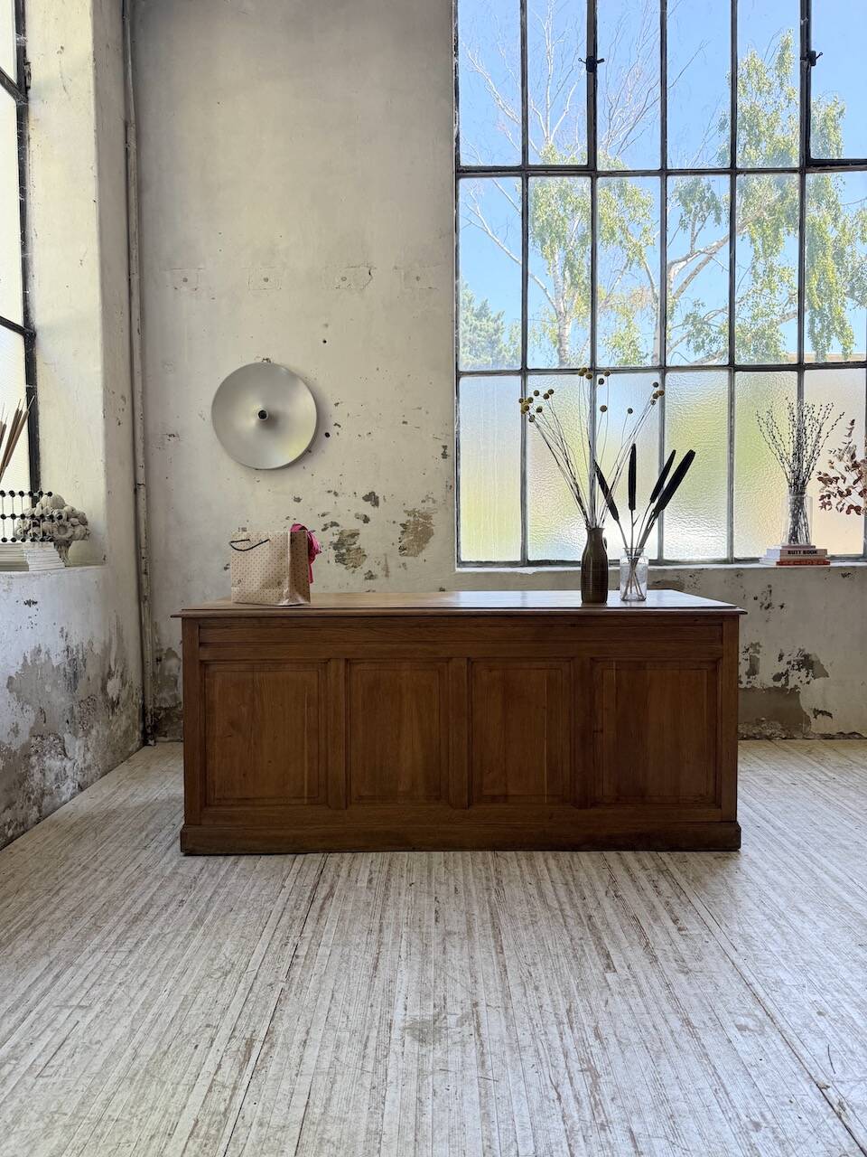 1950s oak office counter
