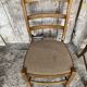 Set of 3 Antique BAUMANN Chairs Wood + Vintage Fabric Cushion Seat