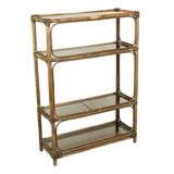 Vintage Boho Shelf Bookcase Bamboo and Smoked Glass 140cm