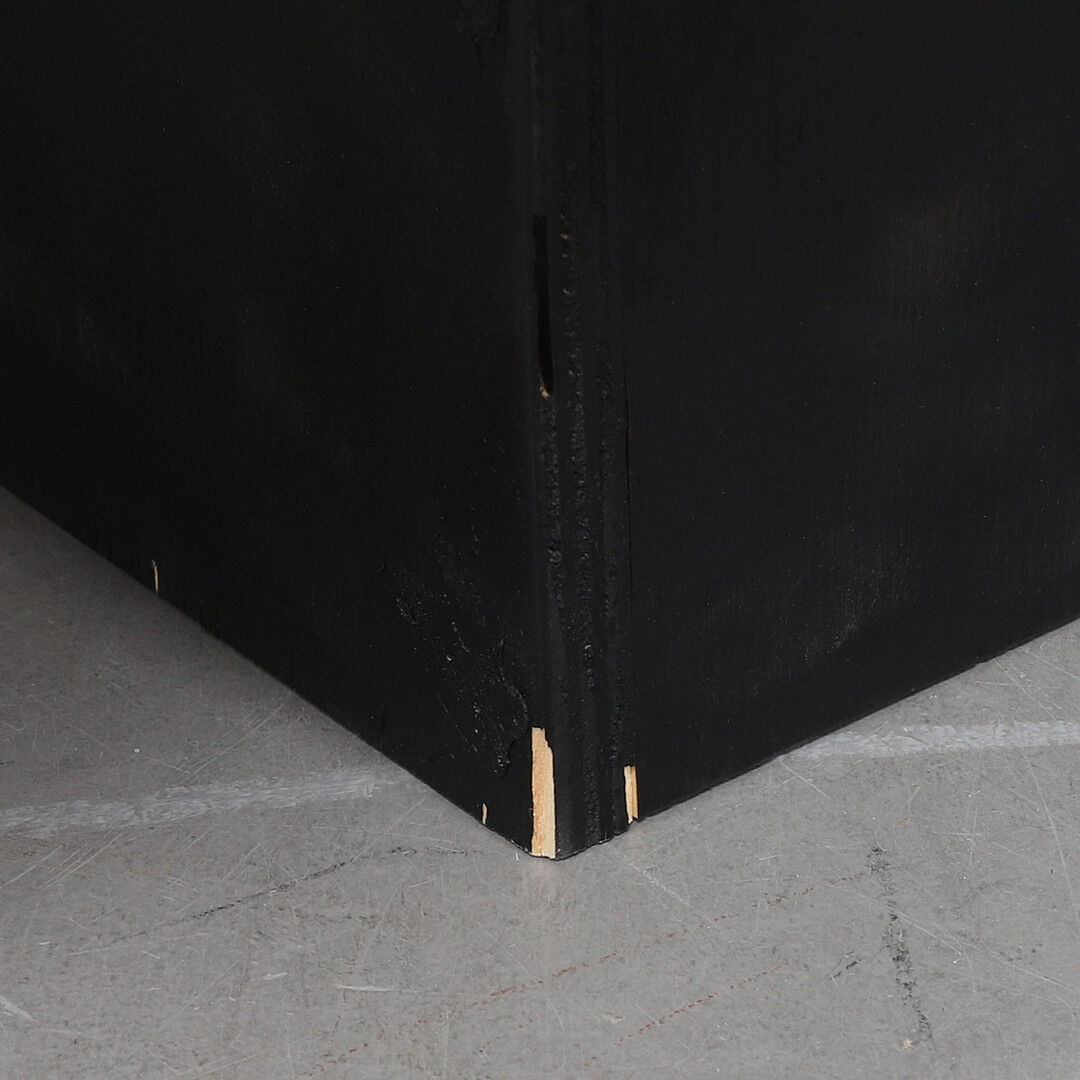 Vintage brutalist coffee table made of wood and copper