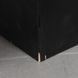 Vintage brutalist coffee table made of wood and copper