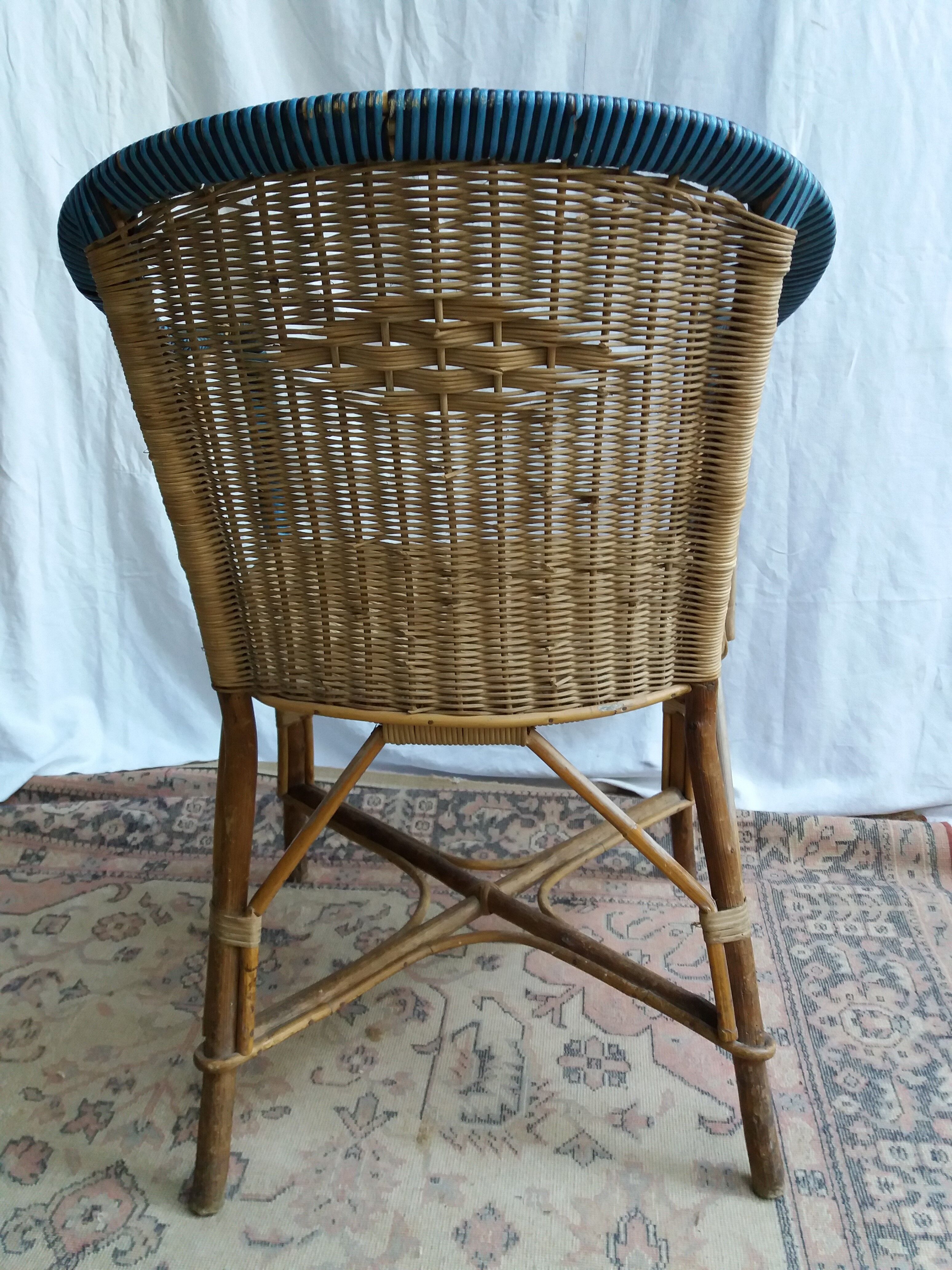 Vintage two tone rattan chair