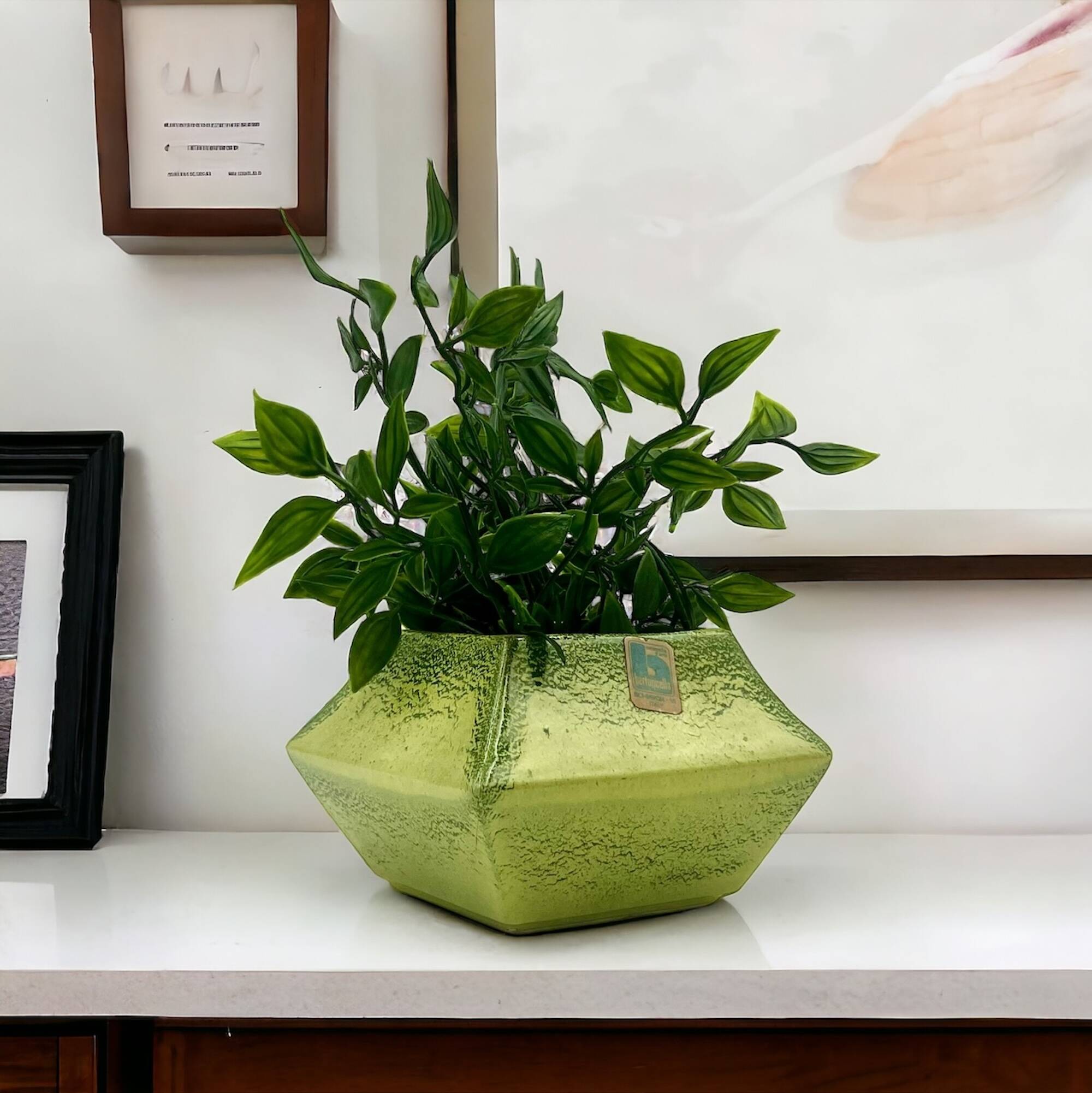 Vintage Ceramic Vase in Sage Green Bertoncello Handmade Decor, Italy, 1970s