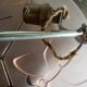 Art Deco pendant lamp in molded and pressed glass signed Degué, dragonfly motifs