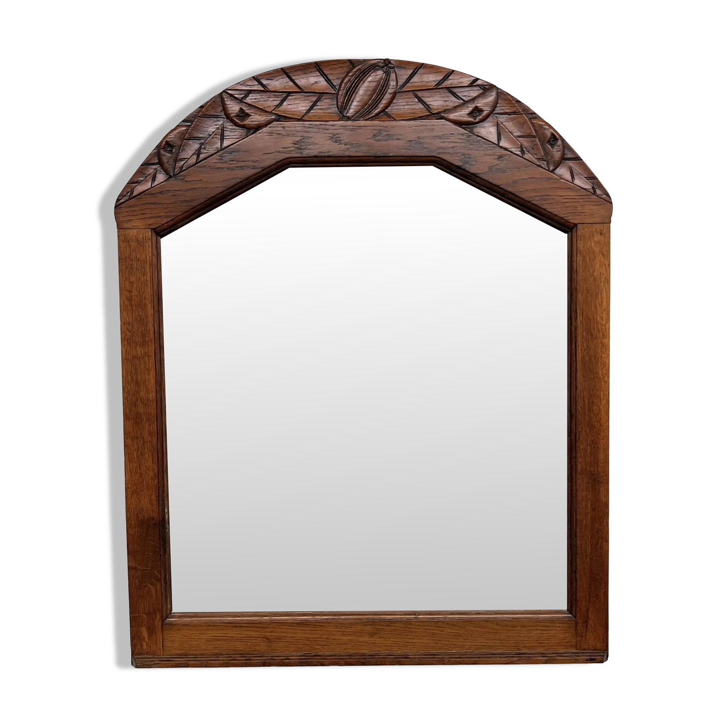 Art Deco oak mirror with carved motif
