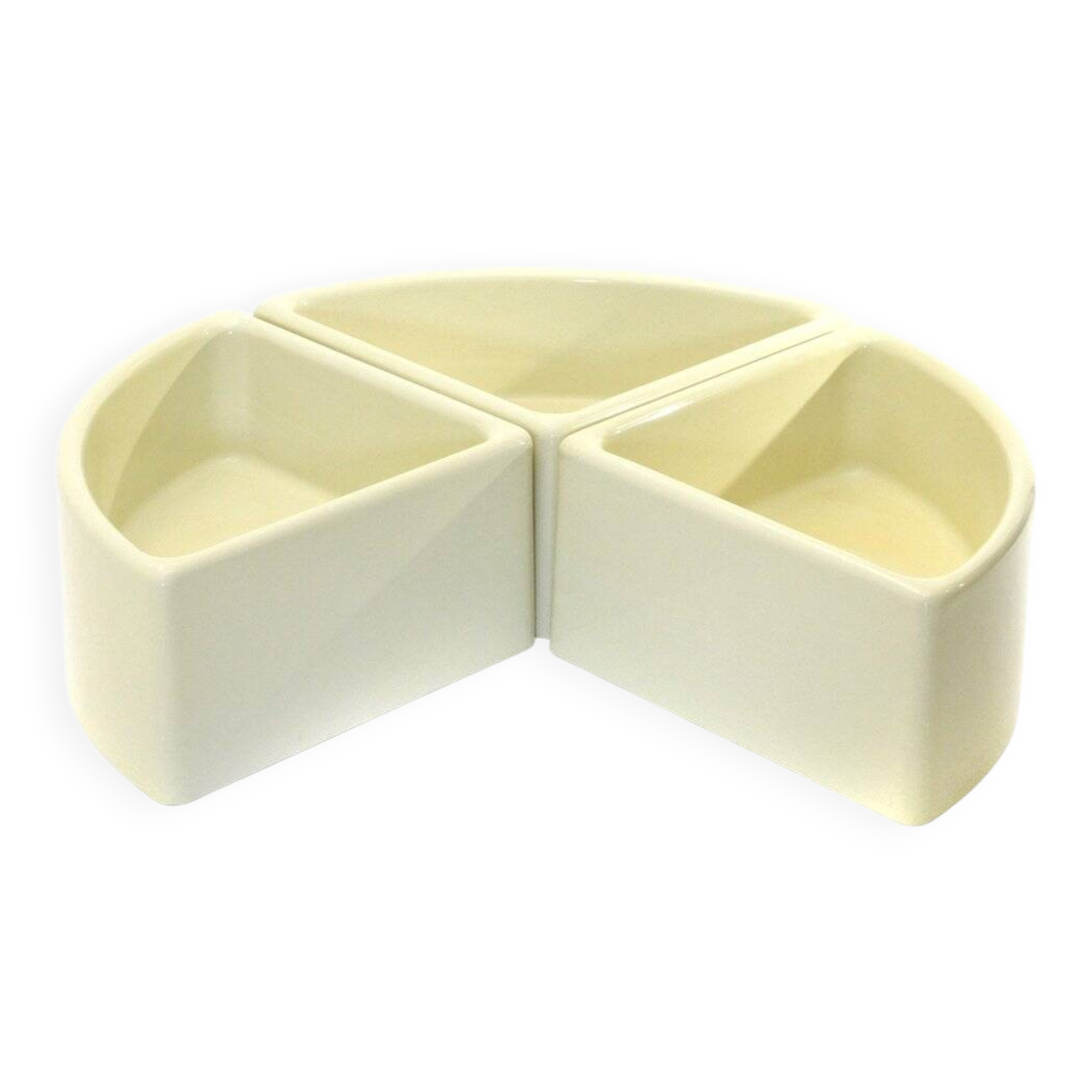 Elco white plaster corner flower pots, 1970s, set of 3.