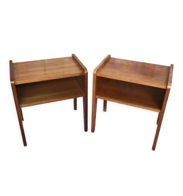 Pair of scandinavian vintage wood bedside tables