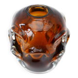 Mid-century modern biomorphic-shaped handmade crystal vase in amber and brown attributed to Börne Augustsson for Åseda, Sweden