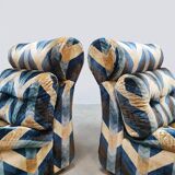 Vintage velvet modular lounge sofa 'Geometric lines'