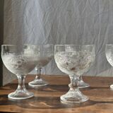 5 vintage fruit pattern glass ice cream cups