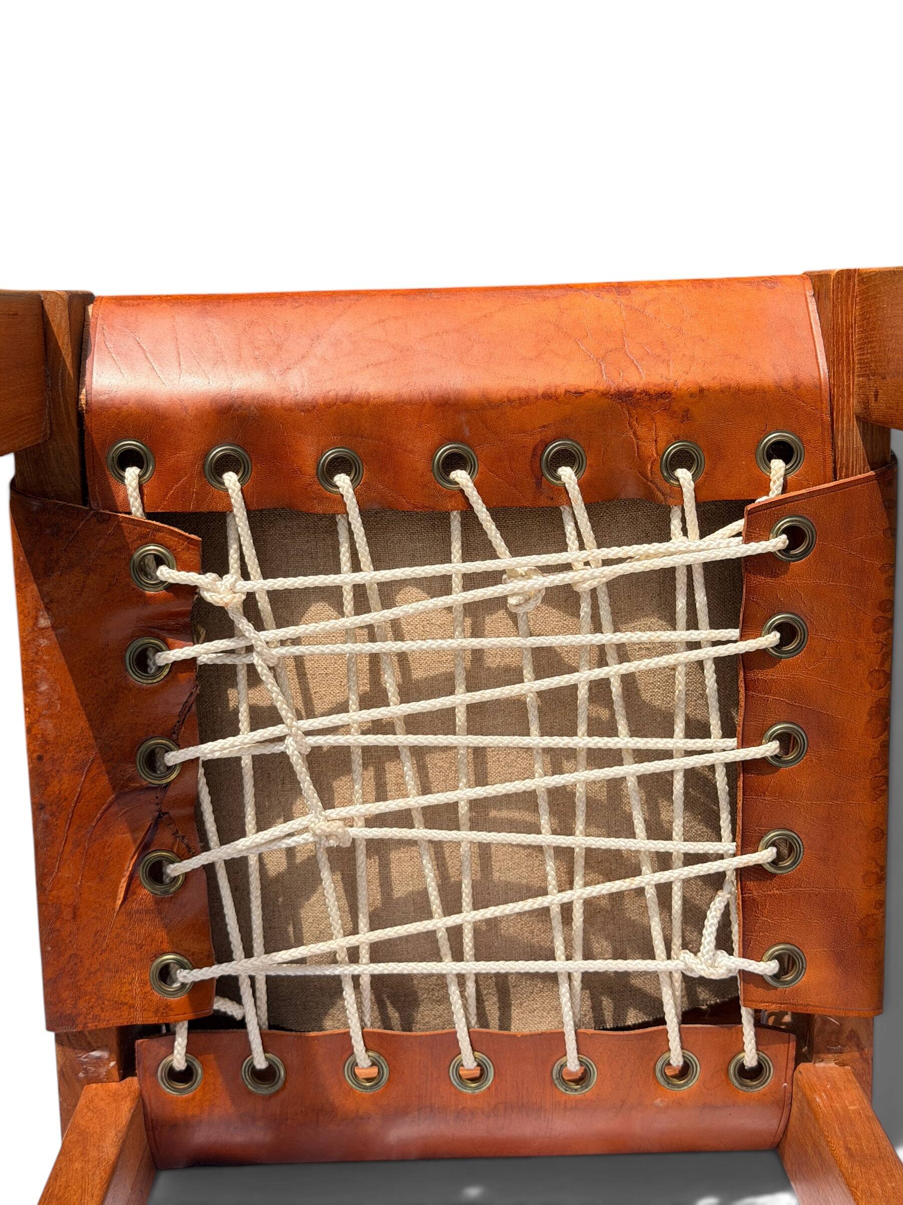 Chair S24 Pierre Chapo - Solid Elm & Cognac Leather Brutalist