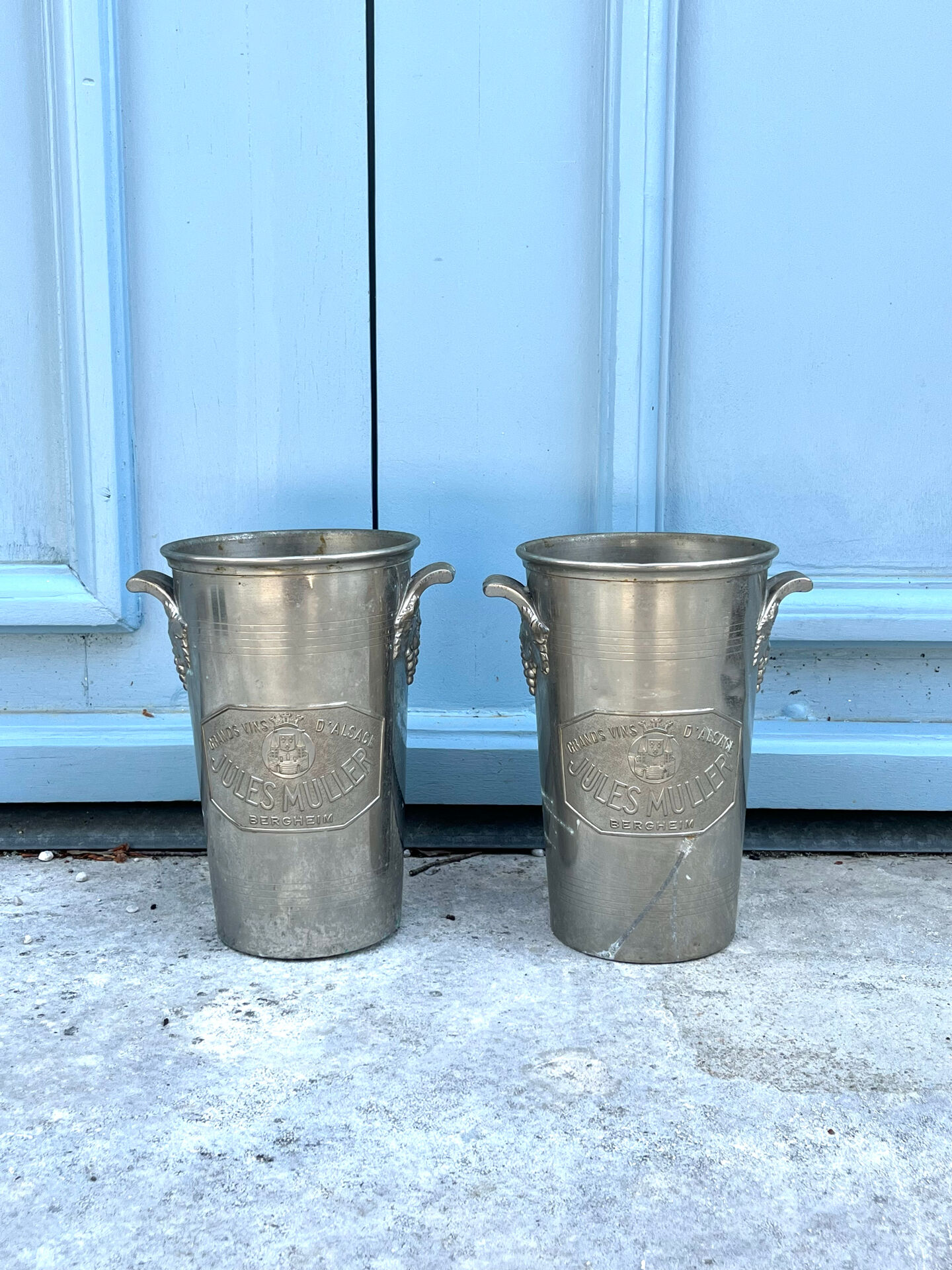 French wine cooler ice bucket set Jules Muller Berghiem argit