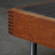 Belgian coffee table from the 80s, oak and blue stone from Belgium.