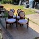Set of 4 vintage dining chairs in brown pine and white fur by Szedleczky (1970s)