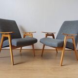 2 designer armchairs by j. šmidek, 1970s.