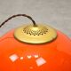Mid-Century Italian Orange Glass and Brass Pendant Lamp