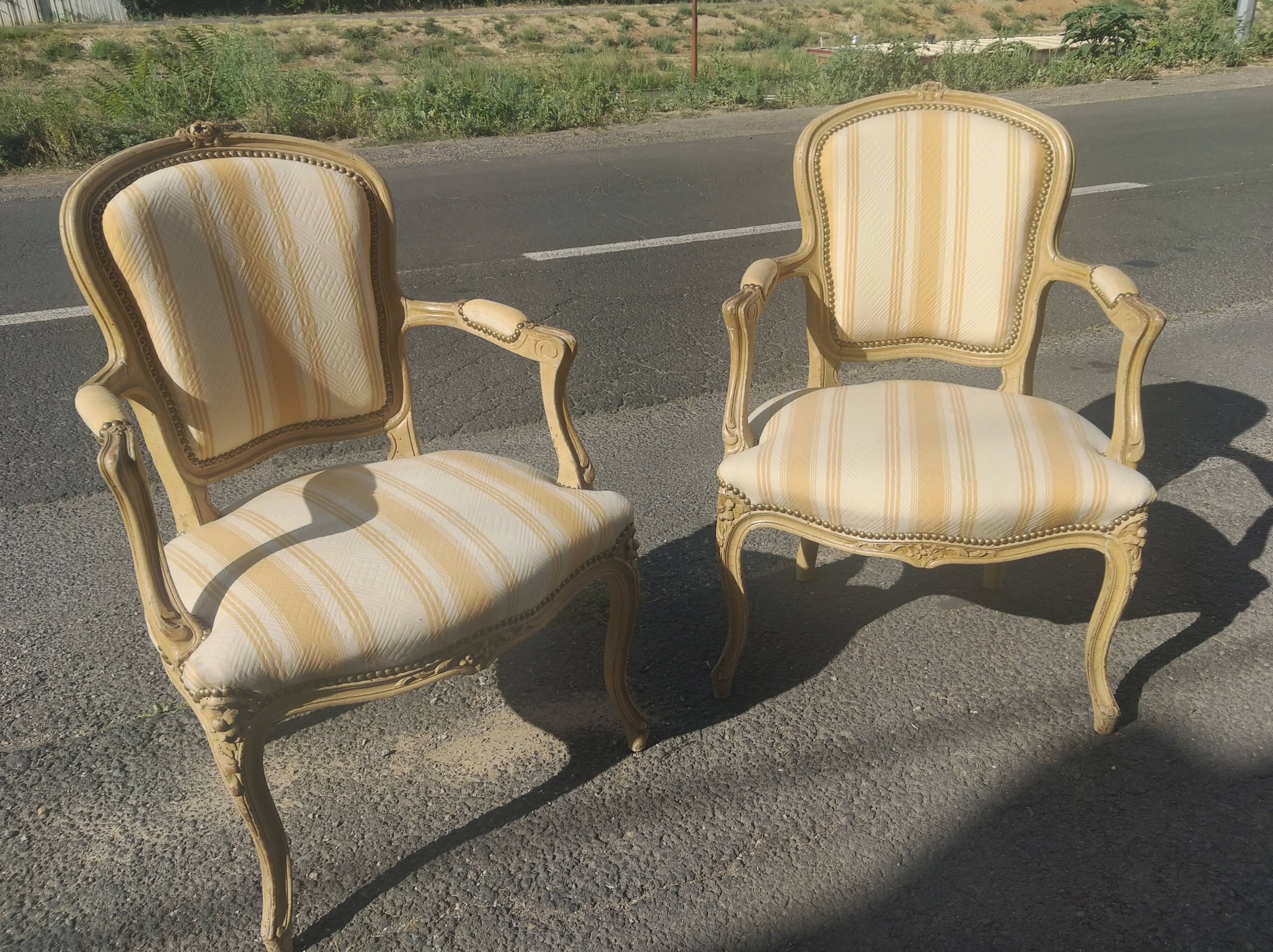 Pair of Louis XV style convertible armchairs