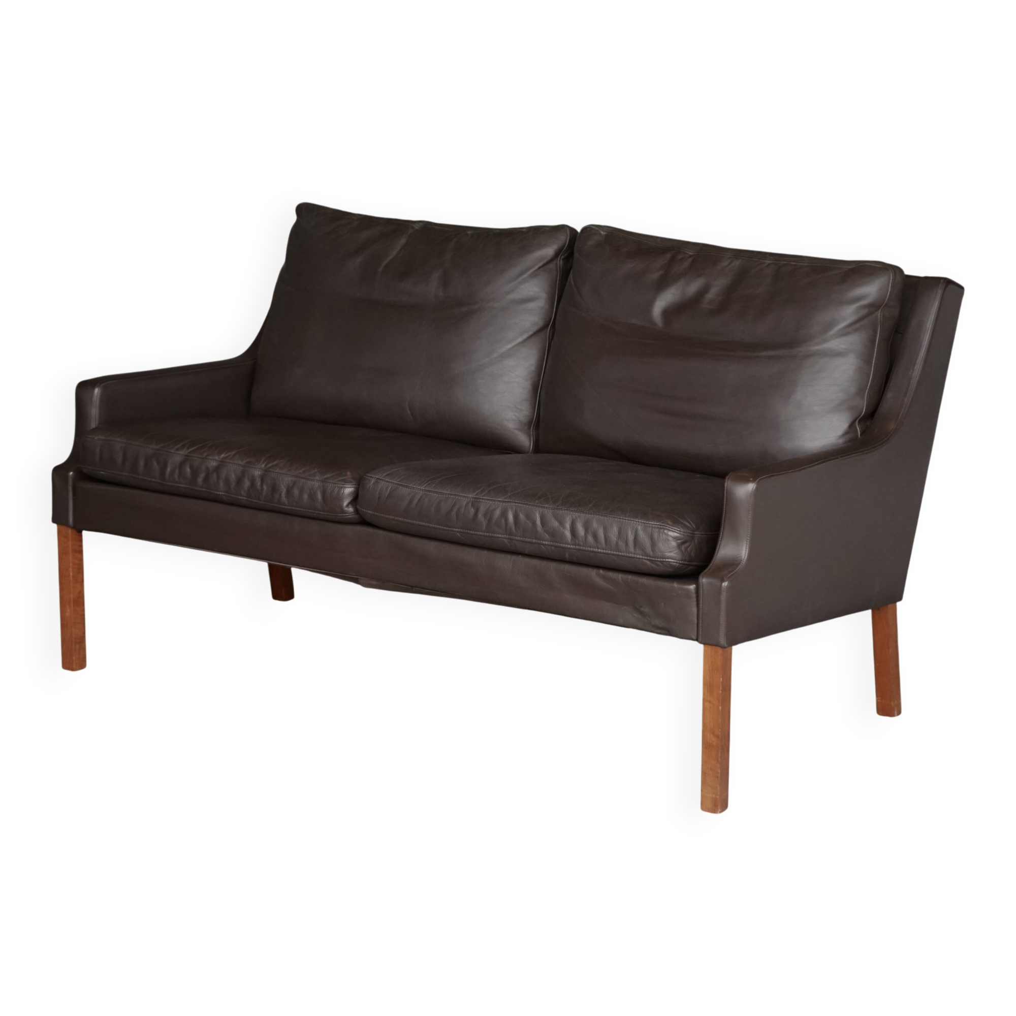 Canapé en cuir deux places danois par Georg Thams, Danemark, années 1960.