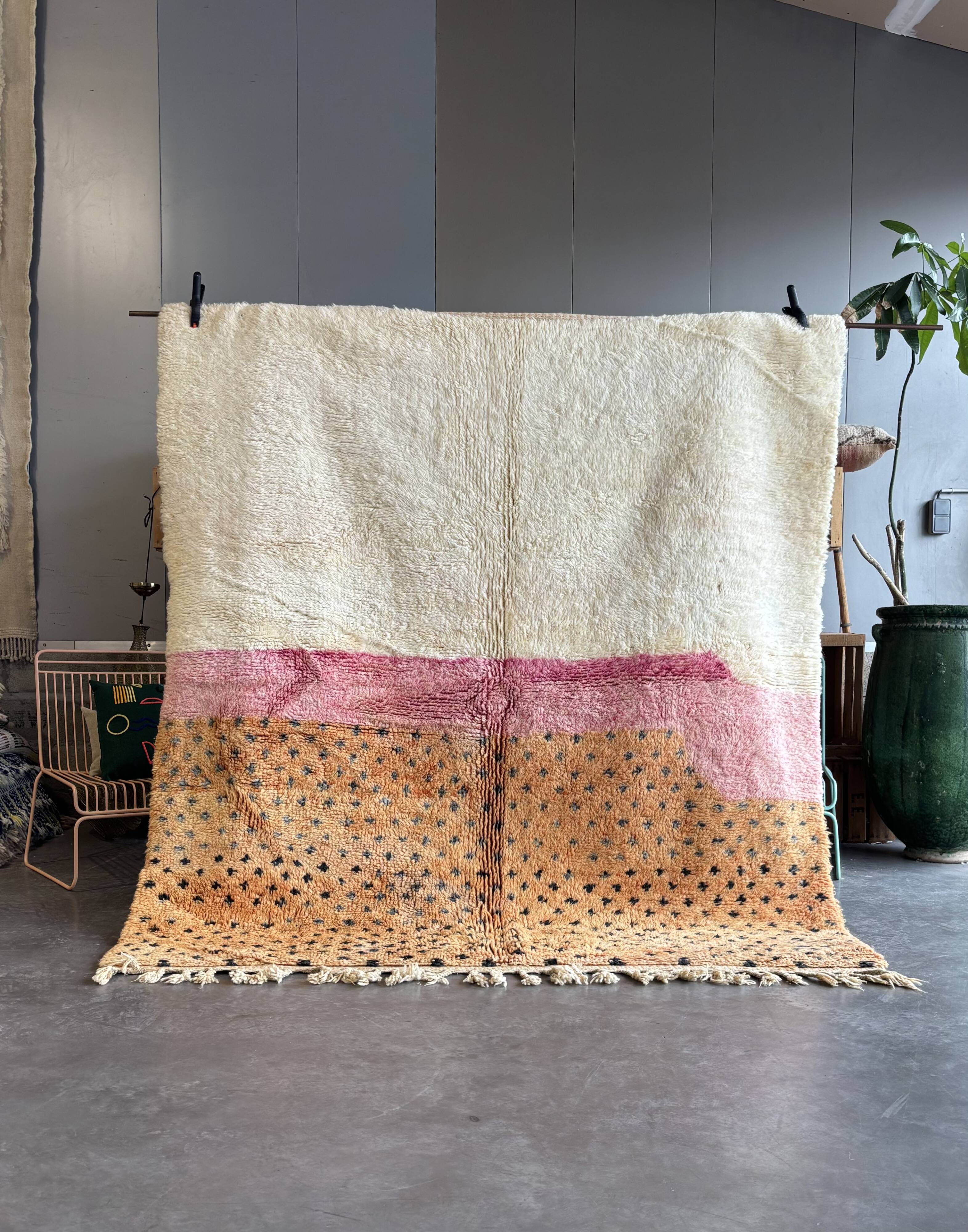 Moroccan Berber rug 210x250 cm – Hand-woven in shaded orange-pink wool