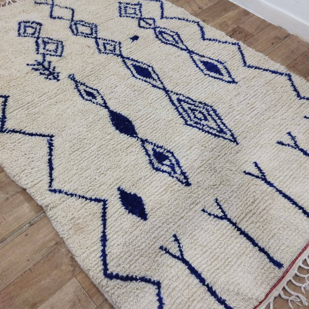 Azilal Vintage Rug 276x180 cm - Blue Geometric Patterns