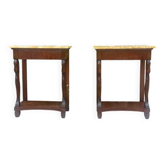 Pair of Empire style mahogany consoles, 20th century