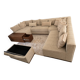 Custom XXL panoramic sofa - Solid walnut and premium fabric
