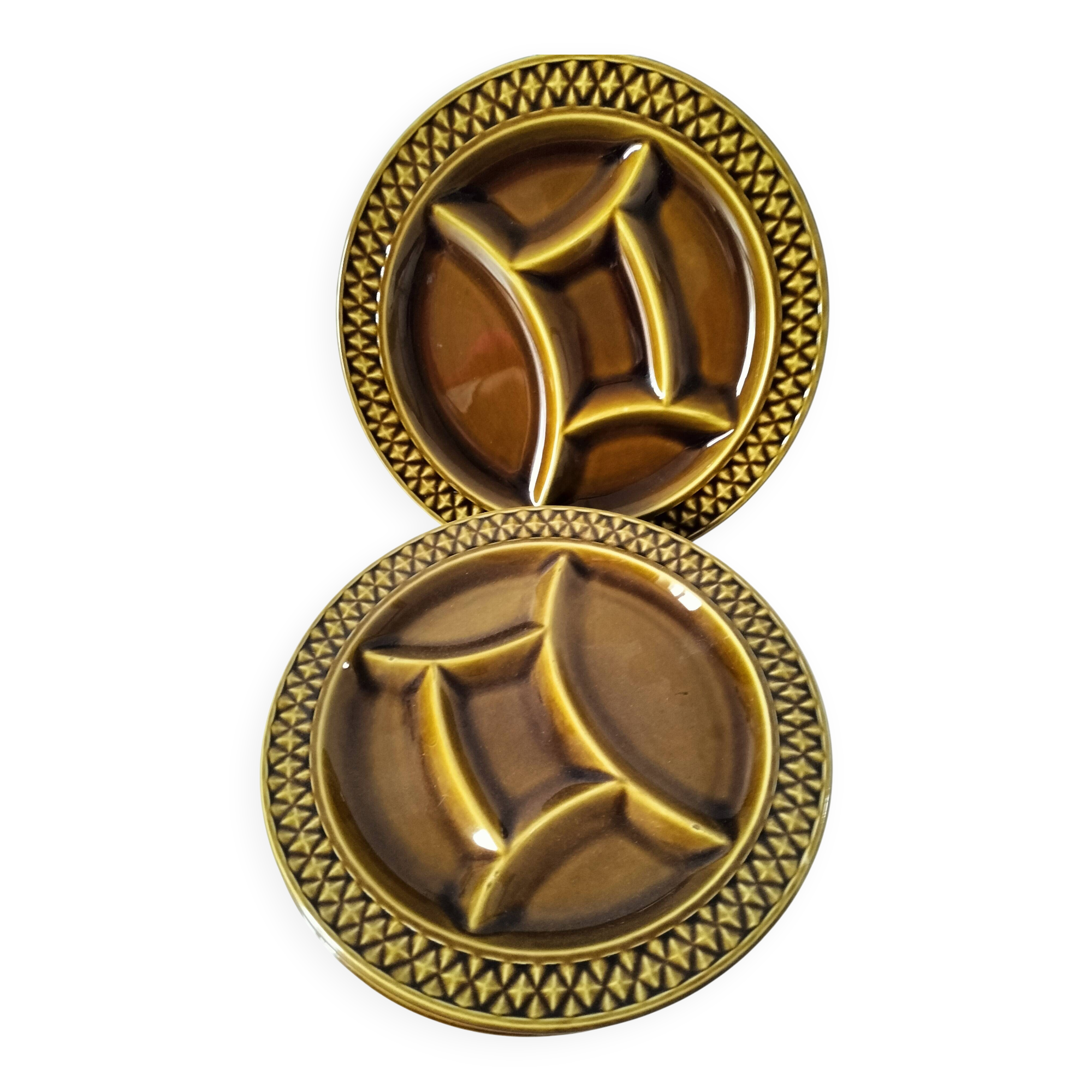 Ensemble de 4 assiettes compartimentées Digoin Sarreguemines